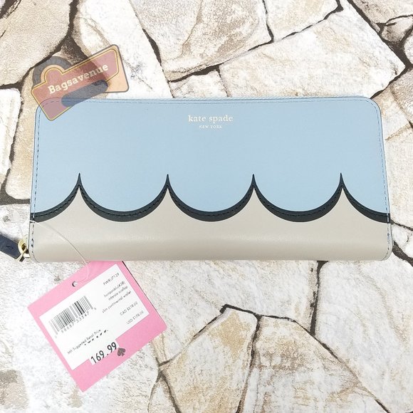 #bagsavenue horizontal blue intarsia scallop slim...